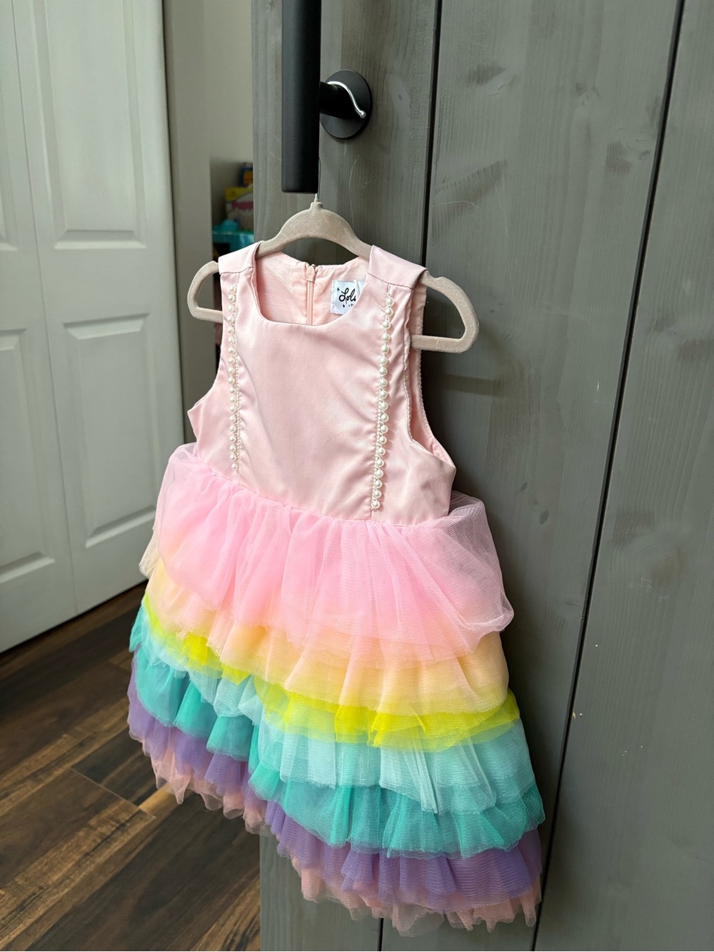 Lola + The Boys Pink Rainbow Tulle Party Dress NWOT